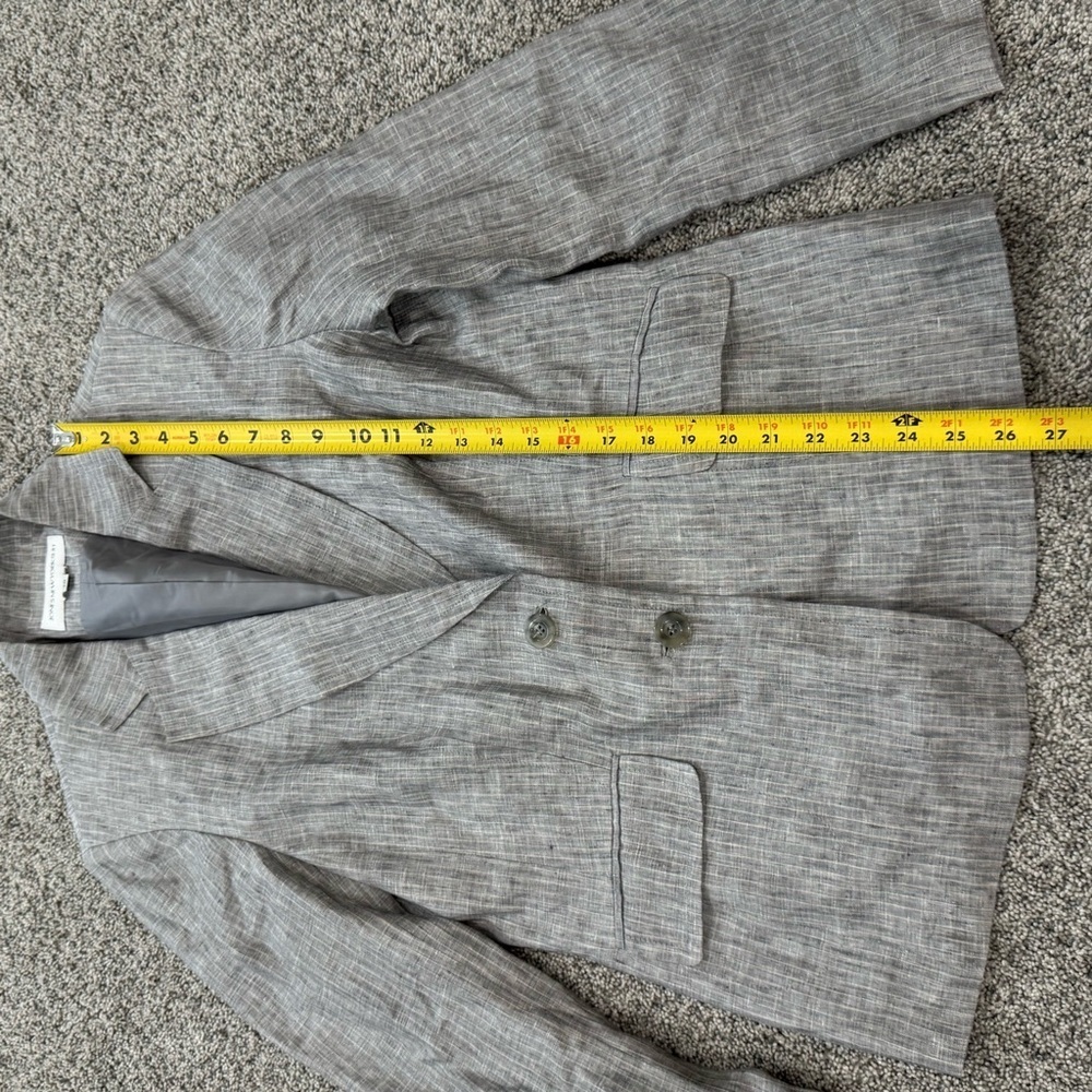 Jones New York Suit 100% Linen Grey Striped 2 Button Blazer Women’s US 10 - Picture 4 of 14